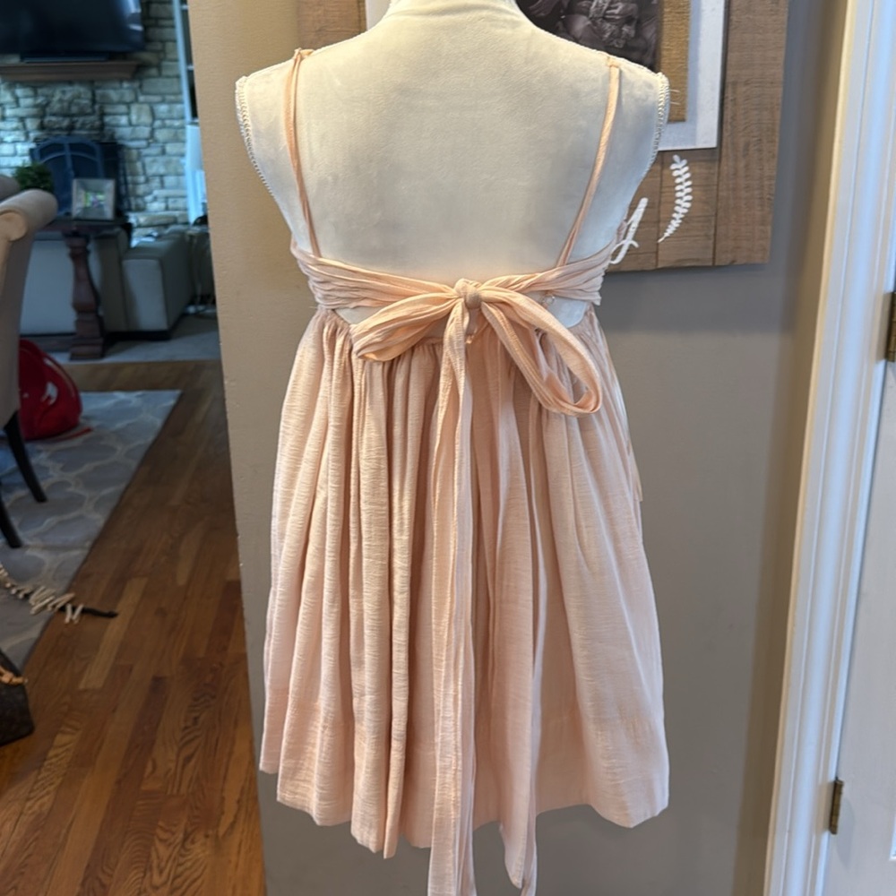 Mable peach light pink babydoll mini dress size small - Picture 5 of 10